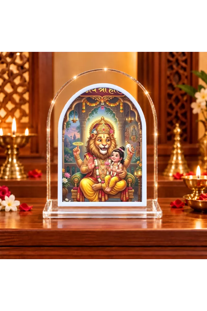 Lord Narashinga L Shape Acrylic Showpiece 3 X 3.5 Inch For Home, Office And Car (F176015)