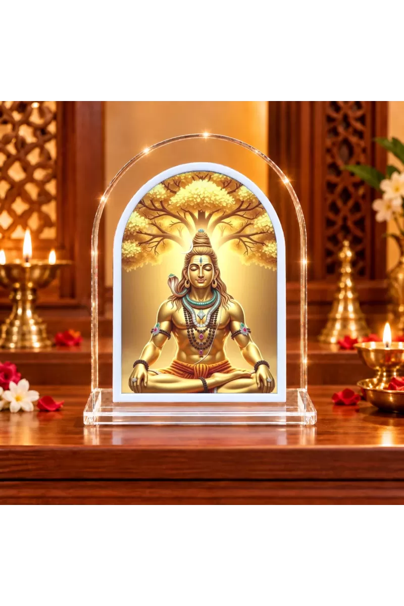 Lord Shiva L Shape Acrylic Showpiece 3 X 3.5 Inch For Home, Office And Car (F176016)