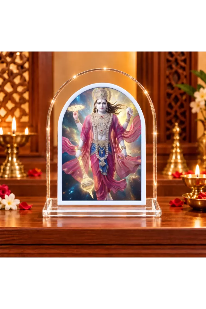 Lord Vishnu L Shape Acrylic Showpiece 3 X 3.5 Inch For Home, Office And Car (F176023)