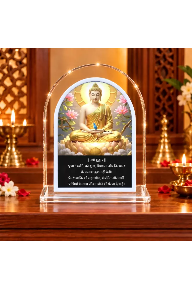Buddha L Shape Acrylic Showpiece 3 X 3.5 Inch For Home, Office And Car (F176028)