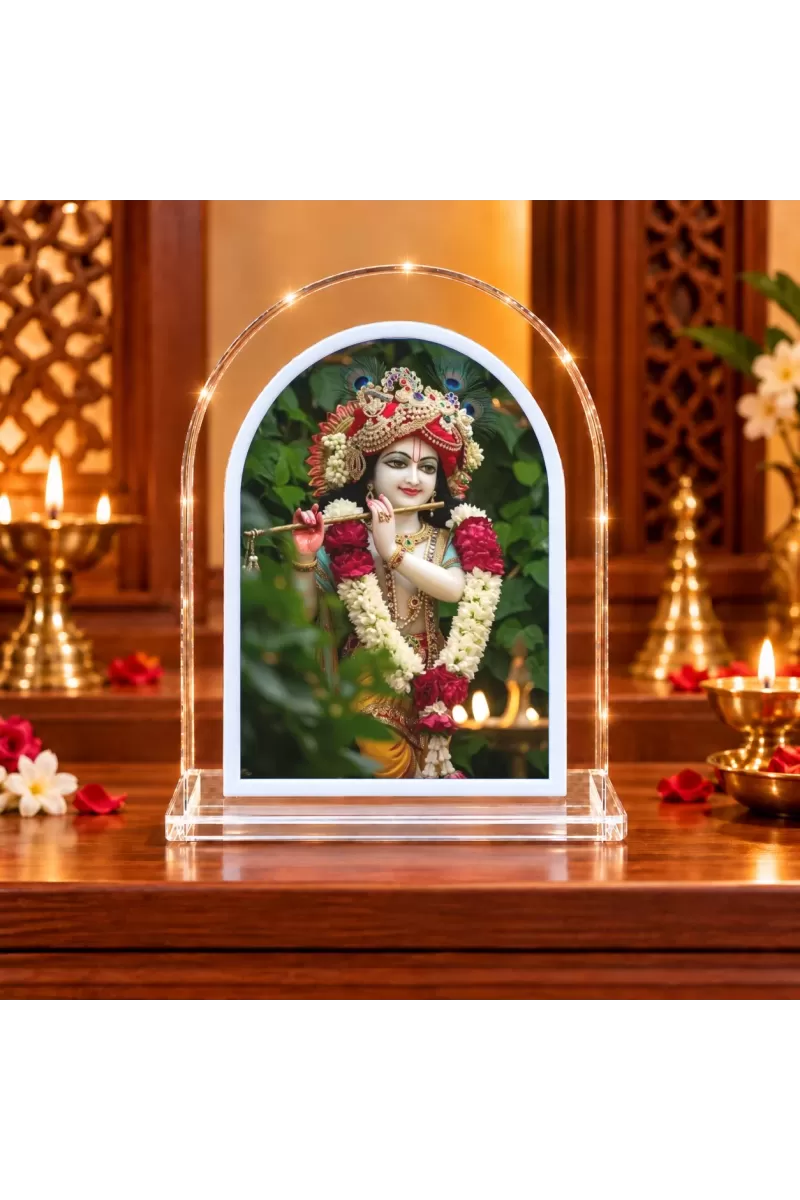 Lord Krishna L Shape Acrylic Showpiece 3 X 3.5 Inch For Home, Office And Car (F176034)