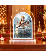 Goddess Saraswati L Shape Acrylic Showpiece 3 X 3.5 Inch For Home, Office And Car (F176037)