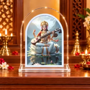 Goddess Saraswati L Shape Acrylic Showpiece 3 X 3.5 Inch For Home, Office And Car (F176037) Goddess Saraswati L Shape Acrylic Showpiece 3 X 3.5 Inch For Home, Office And Car (F176037)