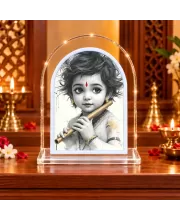 Lord Krishna L Shape Acrylic Showpiece 3 X 3.5 Inch For Home, Office And Car (F176041)