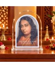 Paramahansa Yogananda L Shape Acrylic Showpiece 3 X 3.5 Inch For Home, Office And Car (F176048)