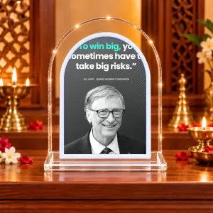 Bill Gates L Shape Acrylic Showpiece 3 X 3.5 Inch For Home, Office And Car (F176049)