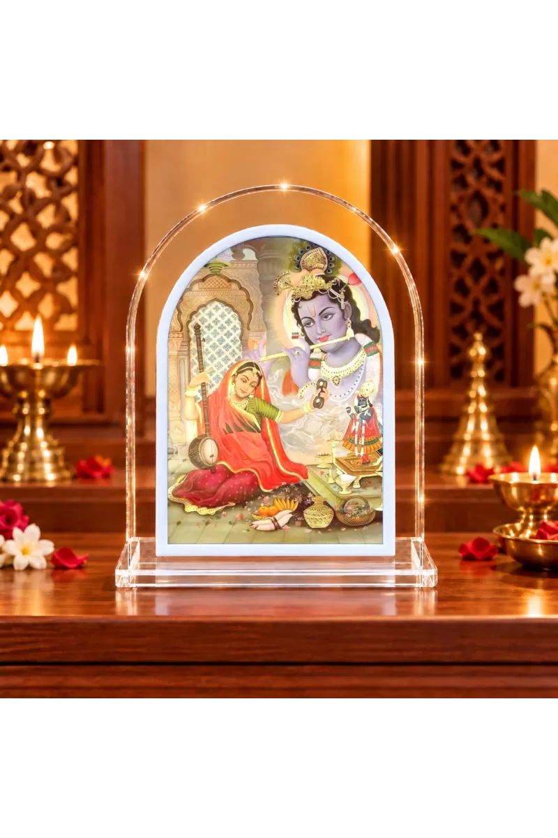 Shree Krishna L Shape Acrylic Showpiece 3 X 3.5 Inch For Home, Office And Car (F176052)