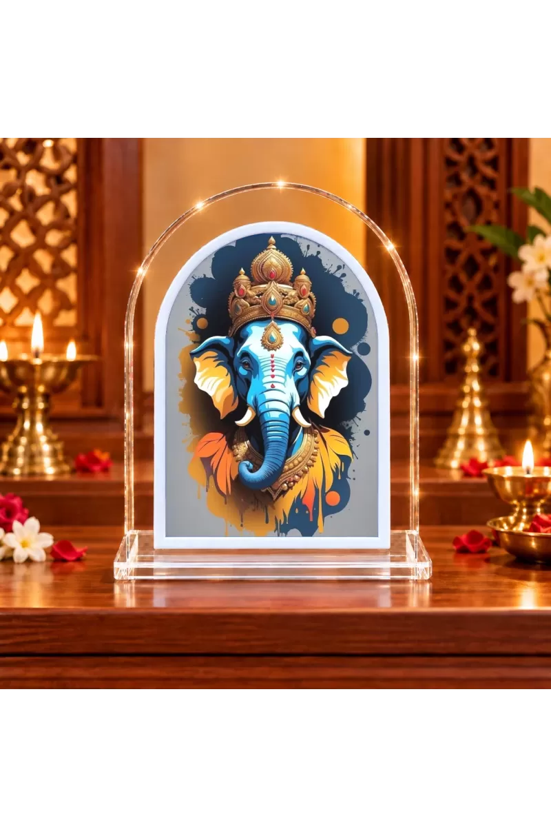 Lord Ganesha L Shape Acrylic Showpiece 3 X 3.5 Inch For Home, Office And Car (F176053)