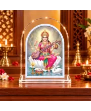 Goddess Saraswati L Shape Acrylic Showpiece 3 X 3.5 Inch For Home, Office And Car (F176055)