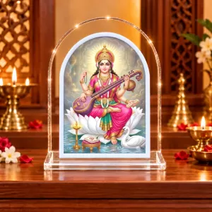 Goddess Saraswati L Shape Acrylic Showpiece 3 X 3.5 Inch For Home, Office And Car (F176055) Goddess Saraswati L Shape Acrylic Showpiece 3 X 3.5 Inch For Home, Office And Car (F176055)