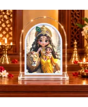 Baby Durga L Shape Acrylic Showpiece 3 X 3.5 Inch For Home, Office And Car (F176063)