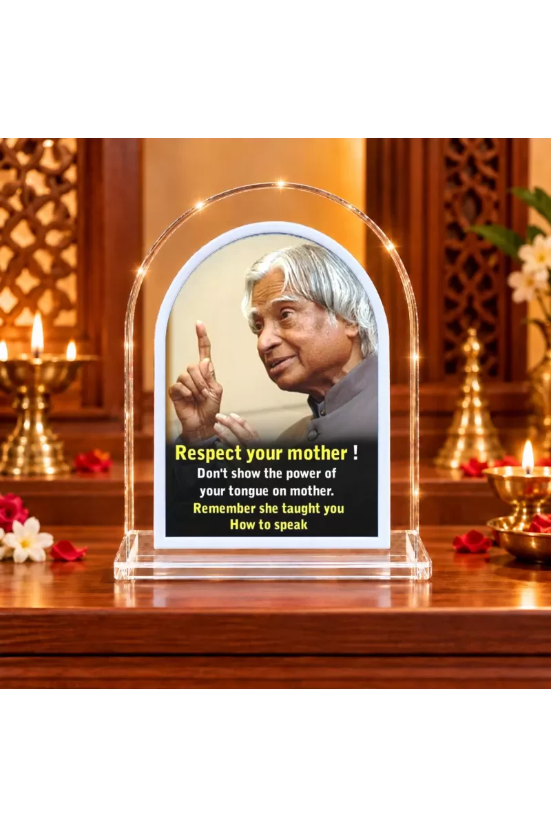 A. P. J. Abdul Kalam L Shape Acrylic Showpiece 3 X 3.5 Inch For Home, Office And Car (F176066)