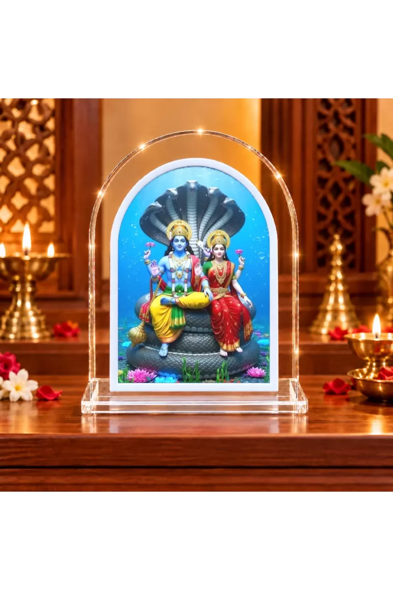 Lakshmi Narayan L Shape Acrylic Showpiece 3 X 3.5 Inch For Home, Office And Car (F176067)