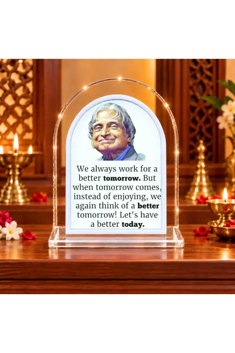 A. P. J. Abdul Kalam L Shape Acrylic Showpiece 3 X 3.5 Inch For Home, Office And Car (F176073)
