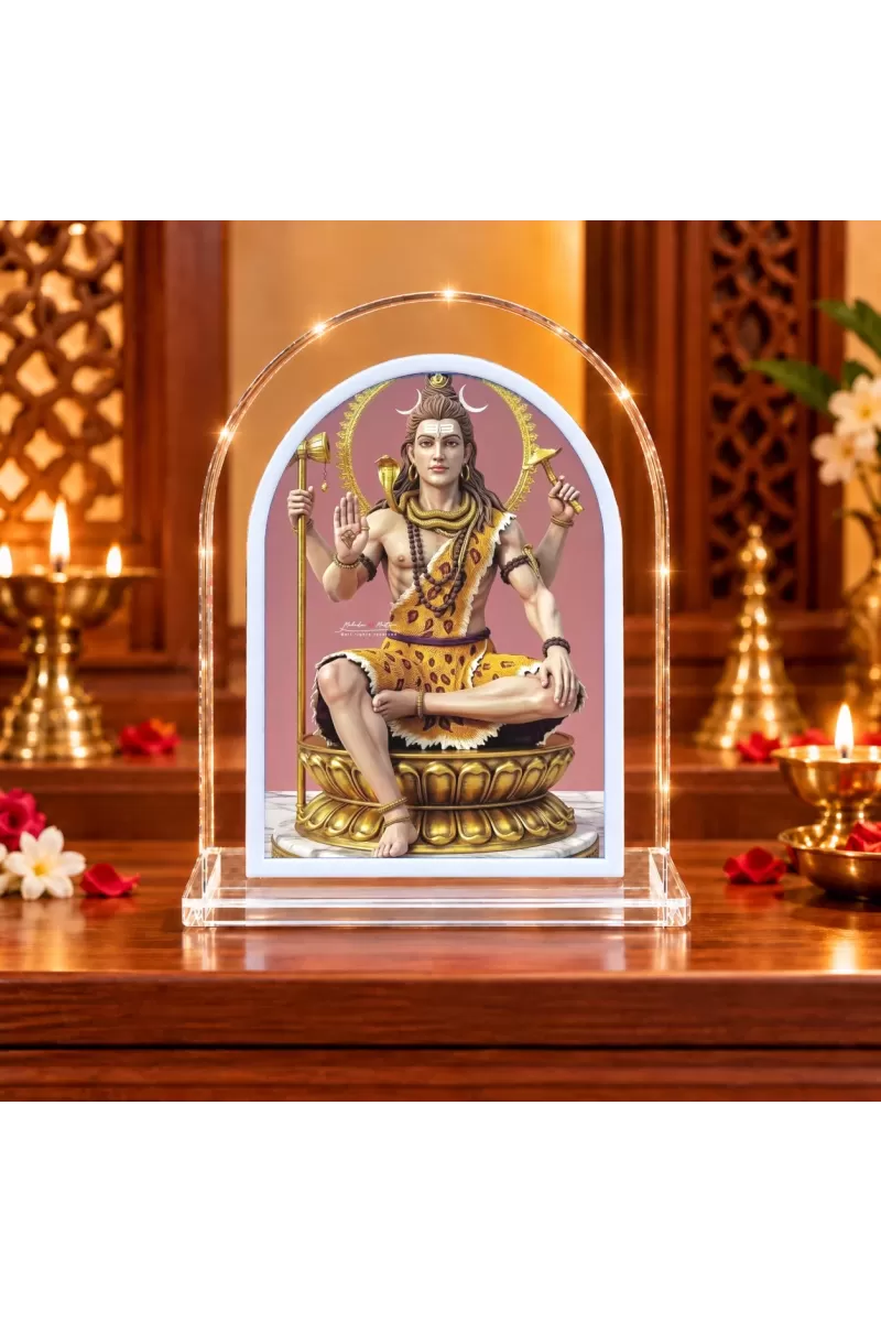 Lord Shiva L Shape Acrylic Showpiece 3 X 3.5 Inch For Home, Office And Car (F176074)