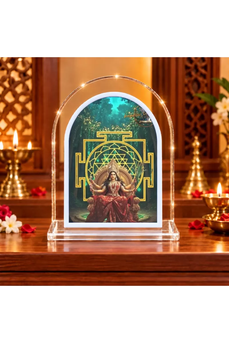 Sri Yantra L Shape Acrylic Showpiece 3 X 3.5 Inch For Home, Office And Car (F176076)