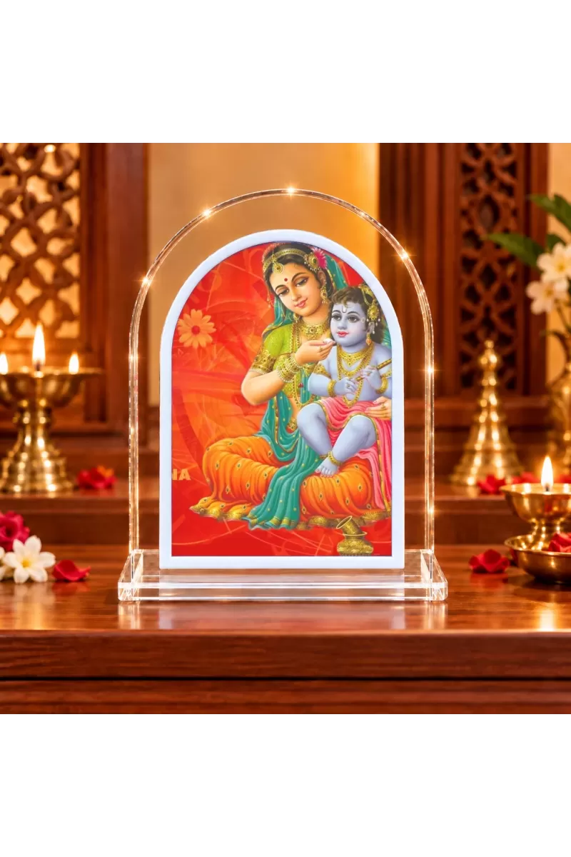 Yashoda Krishna L Shape Acrylic Showpiece 3 X 3.5 Inch For Home, Office And Car (F176077)