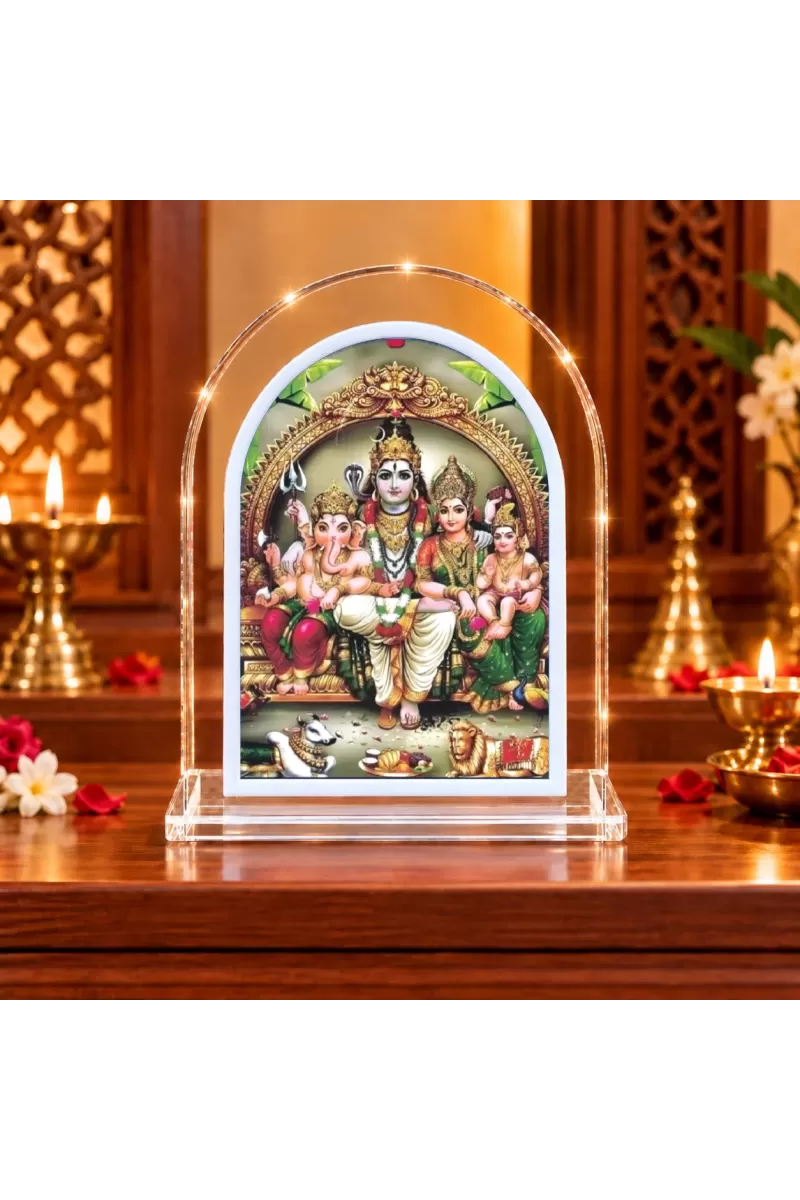 Shiv Family L Shape Acrylic Showpiece 3 X 3.5 Inch For Home, Office And Car (F176082)