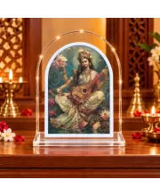 Goddess Saraswati L Shape Acrylic Showpiece 3 X 3.5 Inch For Home, Office And Car (F176086)