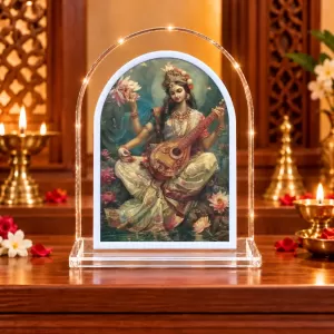 Goddess Saraswati L Shape Acrylic Showpiece 3 X 3.5 Inch For Home, Office And Car (F176086) Goddess Saraswati L Shape Acrylic Showpiece 3 X 3.5 Inch For Home, Office And Car (F176086)