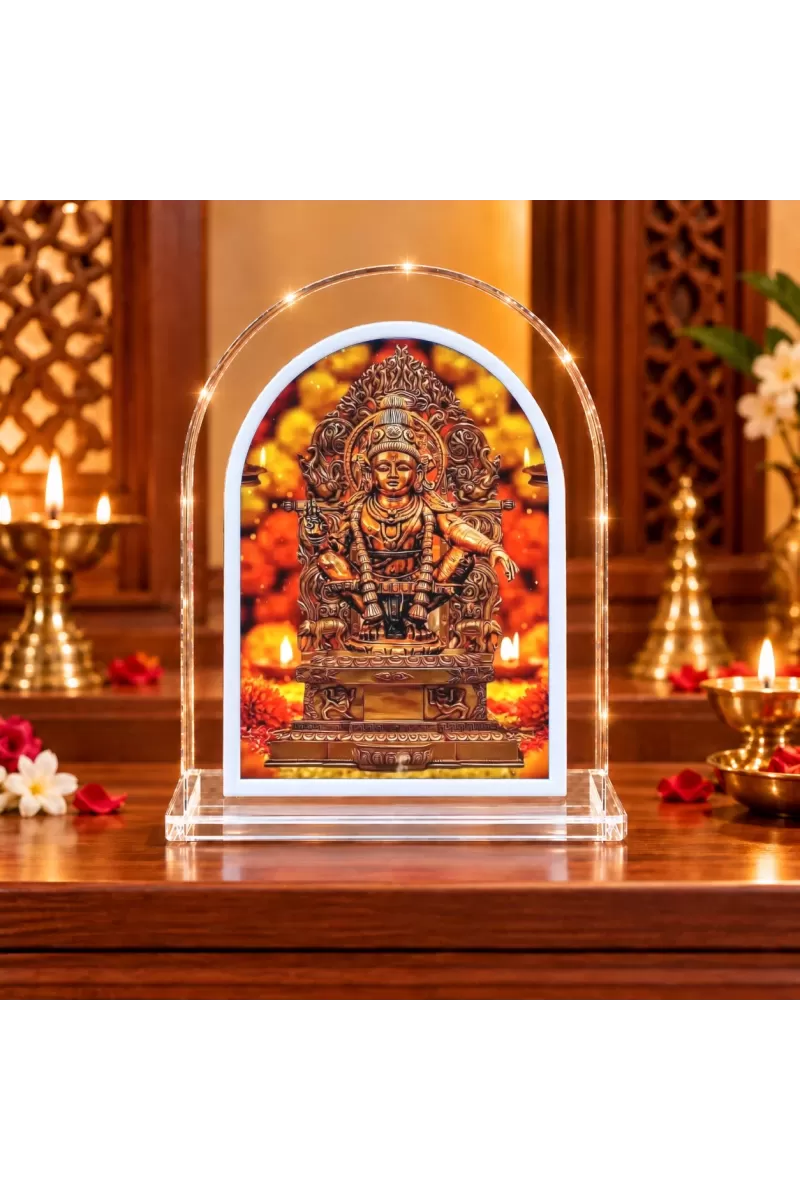 Lord Ayyappan L Shape Acrylic Showpiece 3 X 3.5 Inch For Home, Office And Car (F176088)