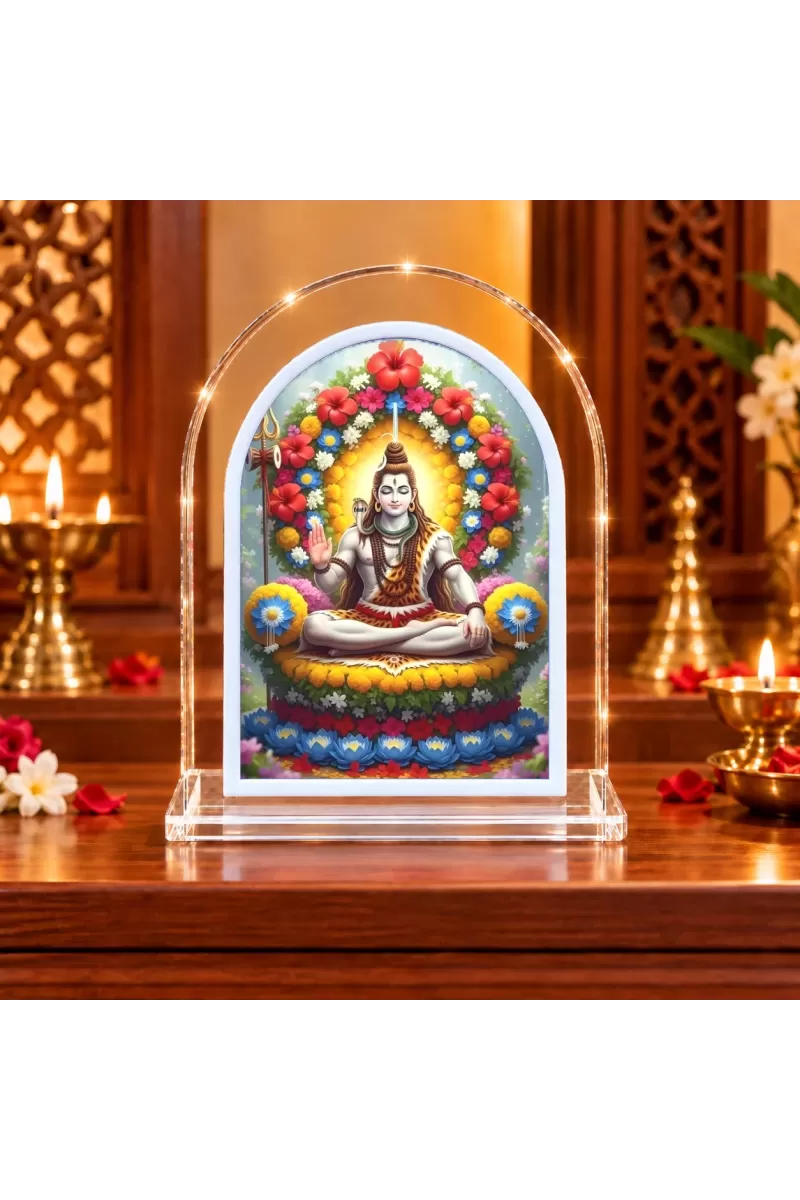 Lord Shiva L Shape Acrylic Showpiece 3 X 3.5 Inch For Home, Office And Car (F176091)