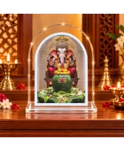 Lord Ganesha L Shape Acrylic Showpiece 3 X 3.5 Inch For Home, Office And Car (F176093)