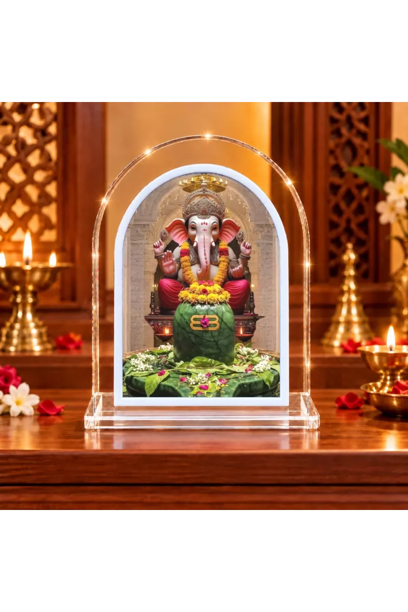 Lord Ganesha L Shape Acrylic Showpiece 3 X 3.5 Inch For Home, Office And Car (F176093)