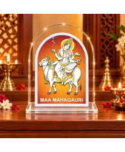 Maa Mahagauri L Shape Acrylic Showpiece 3 X 3.5 Inch For Home, Office And Car (F176094)