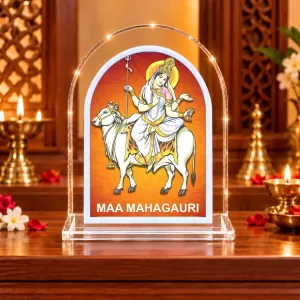 Maa Mahagauri L Shape Acrylic Showpiece 3 X 3.5 Inch For Home, Office And Car (F176094) Maa Mahagauri L Shape Acrylic Showpiece 3 X 3.5 Inch For Home, Office And Car (F176094)