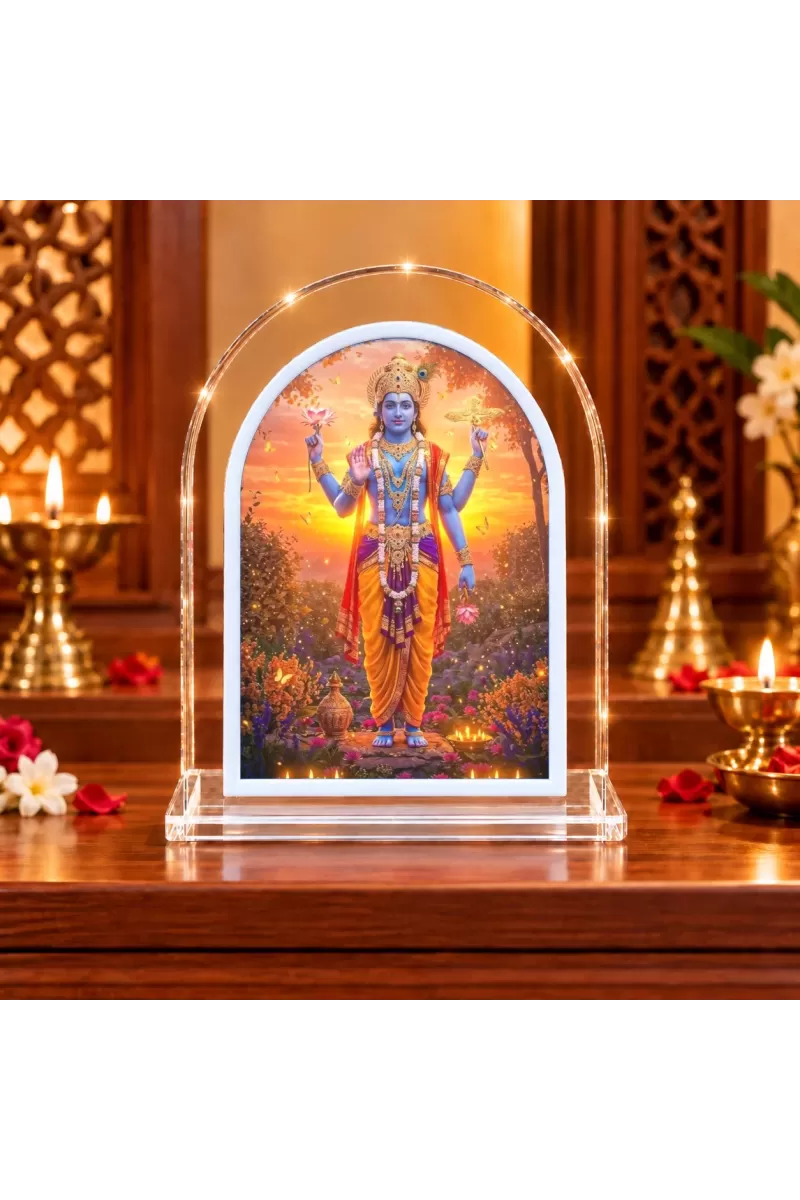 Lord Vishnu L Shape Acrylic Showpiece 3 X 3.5 Inch For Home, Office And Car (F176095)