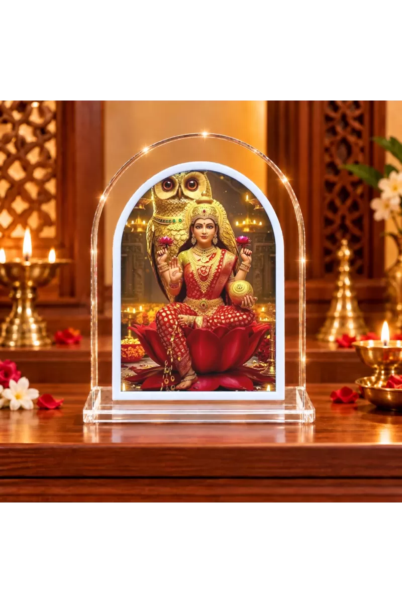 Maa Lakshmi L Shape Acrylic Showpiece 3 X 3.5 Inch For Home, Office And Car (F176096)