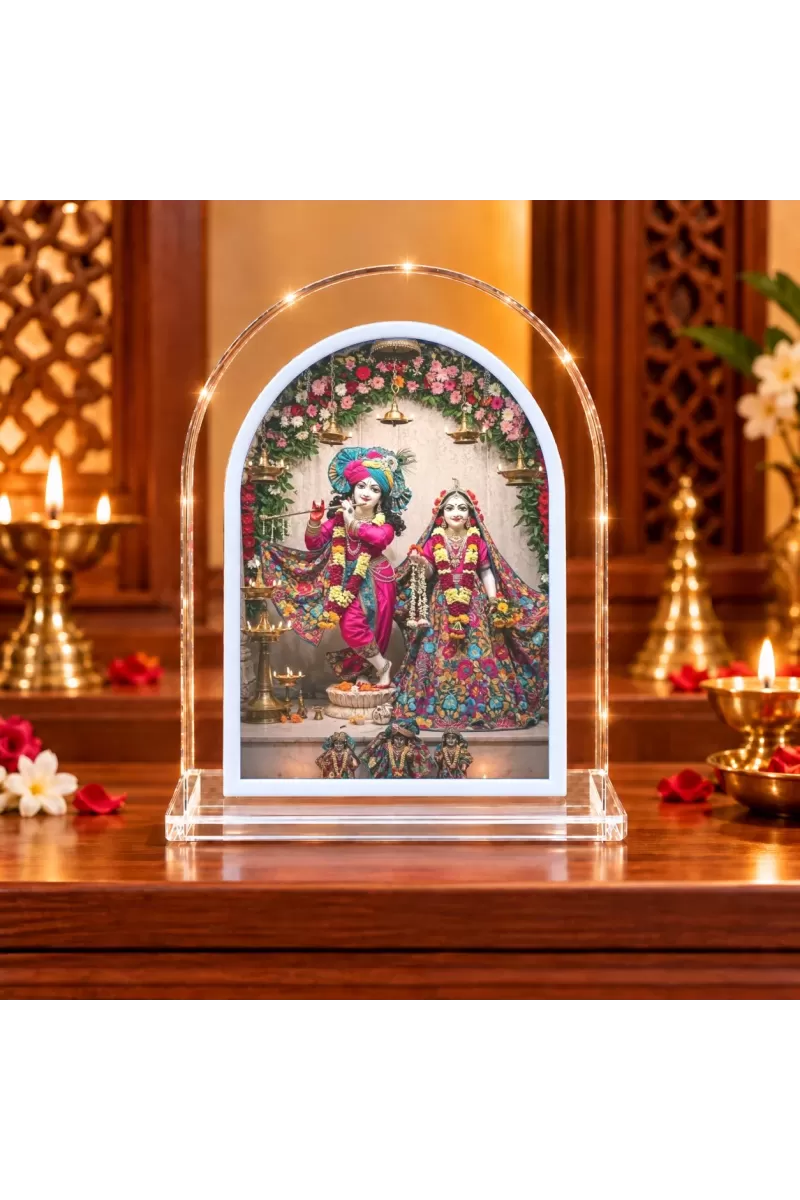 Radha Krishna L Shape Acrylic Showpiece 3 X 3.5 Inch For Home, Office And Car (F176104)