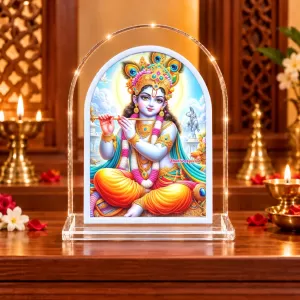 Lord Krishna L Shape Acrylic Showpiece 3 X 3.5 Inch For Home, Office And Car (F176116) Lord Krishna L Shape Acrylic Showpiece 3 X 3.5 Inch For Home, Office And Car (F176116)