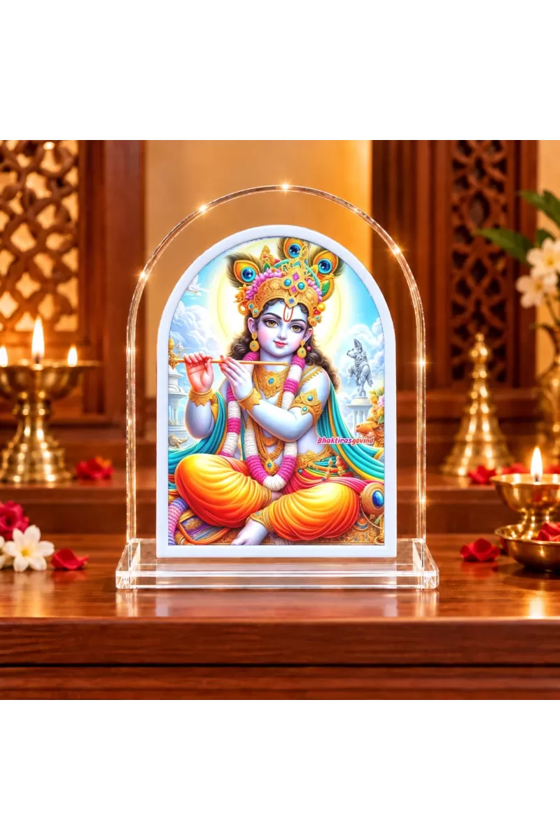 Lord Krishna L Shape Acrylic Showpiece 3 X 3.5 Inch For Home, Office And Car (F176116)