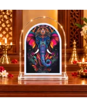 Lord Ganesha L Shape Acrylic Showpiece 3 X 3.5 Inch For Home, Office And Car (F176117)