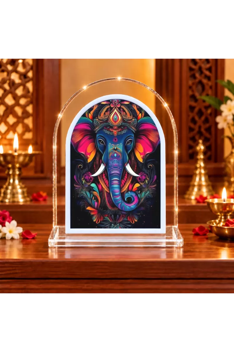 Lord Ganesha L Shape Acrylic Showpiece 3 X 3.5 Inch For Home, Office And Car (F176117)