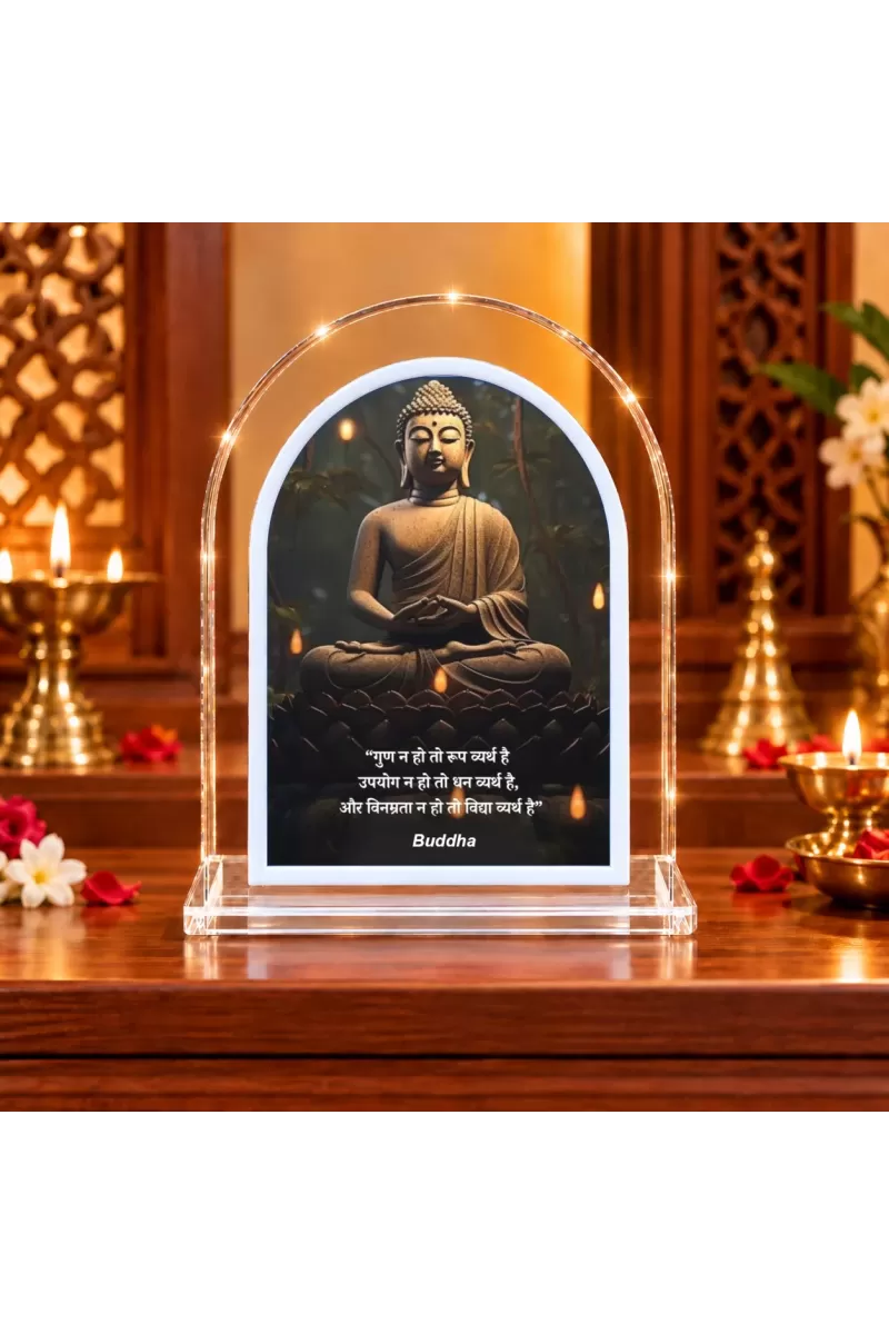 Buddha L Shape Acrylic Showpiece 3 X 3.5 Inch For Home, Office And Car (F176119)
