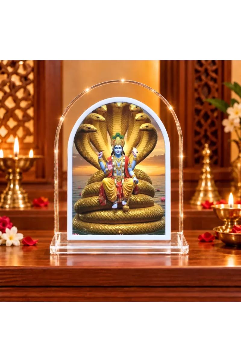 Lord Vishnu L Shape Acrylic Showpiece 3 X 3.5 Inch For Home, Office And Car (F176120)