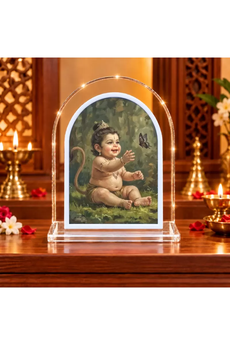 Baby Hanuman L Shape Acrylic Showpiece 3 X 3.5 Inch For Home, Office And Car (F176122)