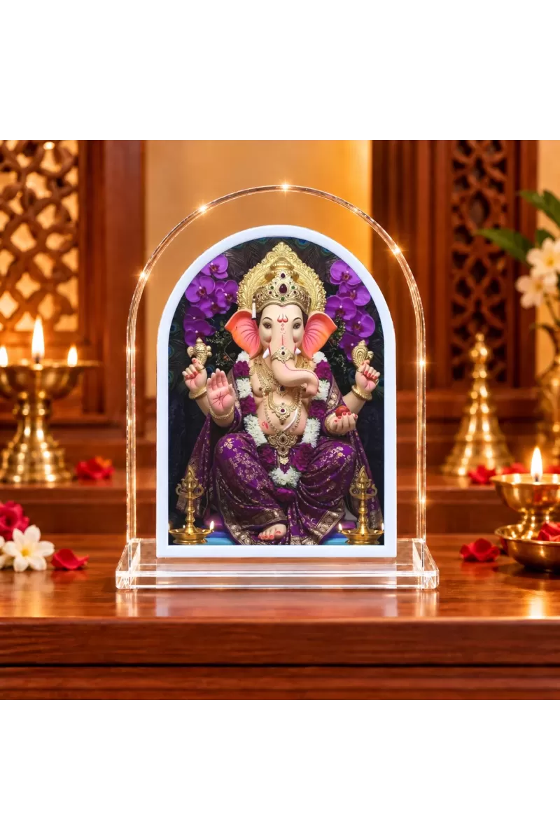 Lord Ganesha L Shape Acrylic Showpiece 3 X 3.5 Inch For Home, Office And Car (F176123)