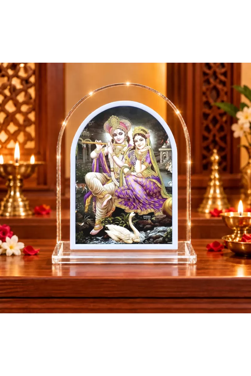 Radha Krishna L Shape Acrylic Showpiece 3 X 3.5 Inch For Home, Office And Car (F176126)