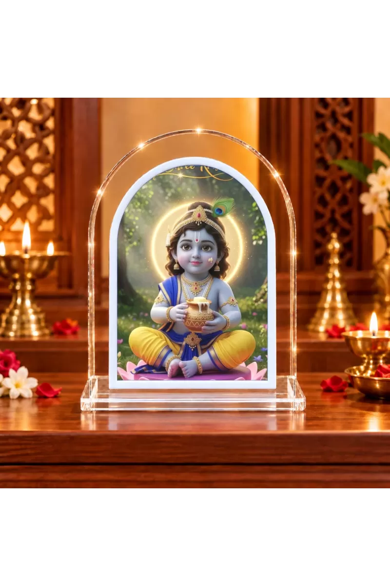 Lord Krishna L Shape Acrylic Showpiece 3 X 3.5 Inch For Home, Office And Car (F176127)