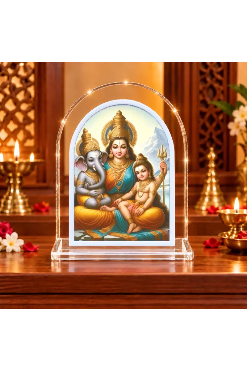 Maa Durga L Shape Acrylic Showpiece 3 X 3.5 Inch For Home, Office And Car (F176128)