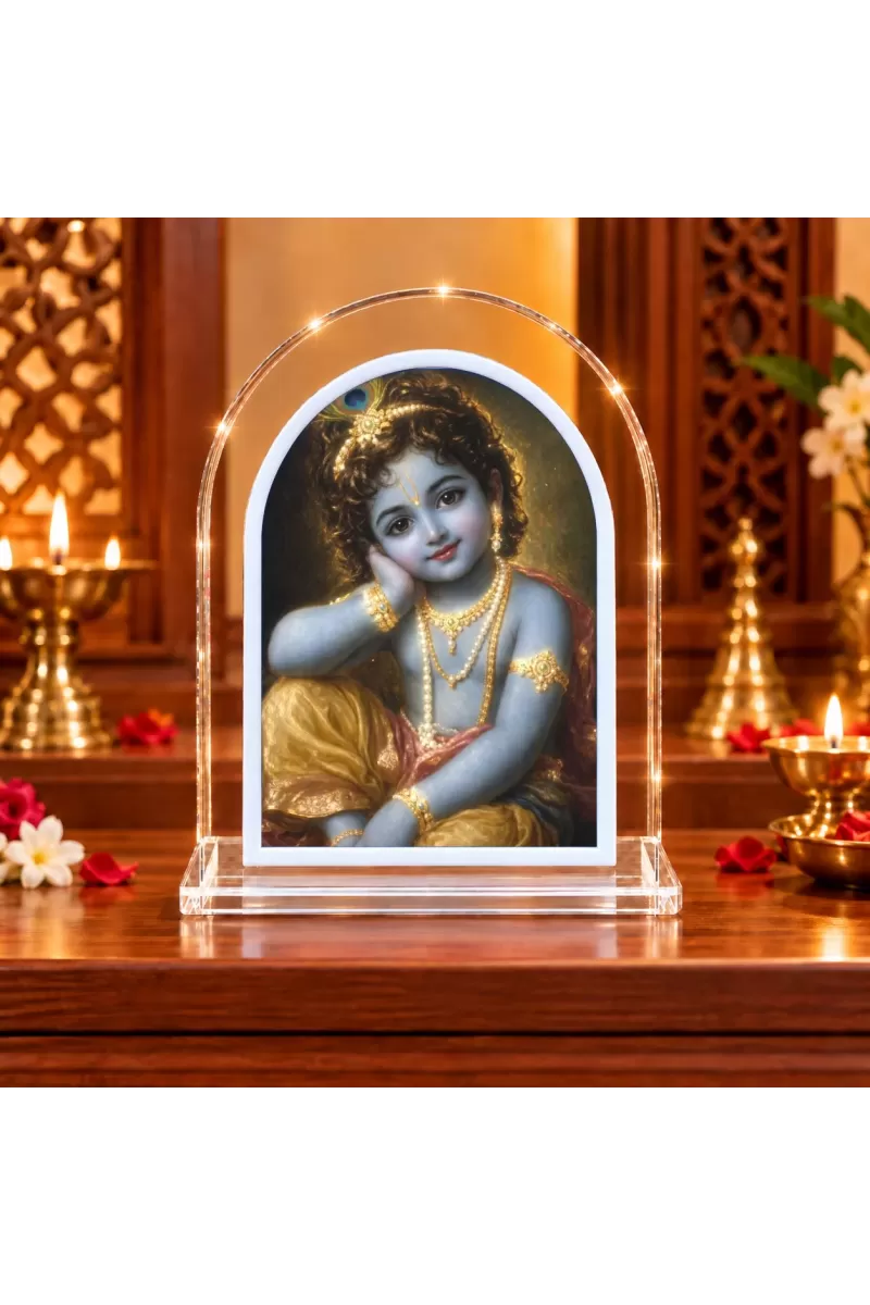 Lord Krishna L Shape Acrylic Showpiece 3 X 3.5 Inch For Home, Office And Car (F176132)