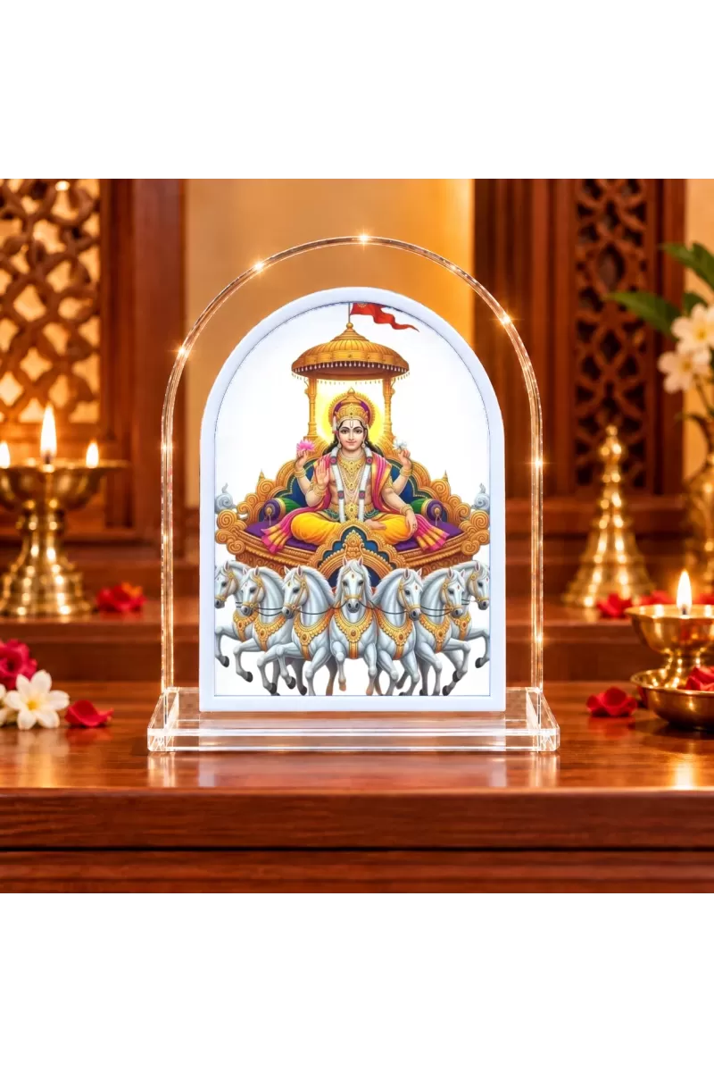 Surya Dev L Shape Acrylic Showpiece 3 X 3.5 Inch For Home, Office And Car (F176137)