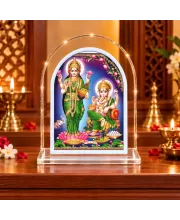 Lakshmi Ganesha L Shape Acrylic Showpiece 3 X 3.5 Inch For Home, Office And Car (F176141)