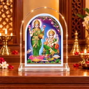 Lakshmi Ganesha L Shape Acrylic Showpiece 3 X 3.5 Inch For Home, Office And Car (F176141) Lakshmi Ganesha L Shape Acrylic Showpiece 3 X 3.5 Inch For Home, Office And Car (F176141)
