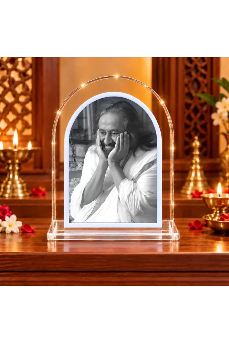 Shri Shri Ravi Shankar L Shape Acrylic Showpiece 3 X 3.5 Inch For Home, Office And Car (F176144)
