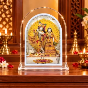 Radha Krishna L Shape Acrylic Showpiece 3 X 3.5 Inch For Home, Office And Car (F176145)